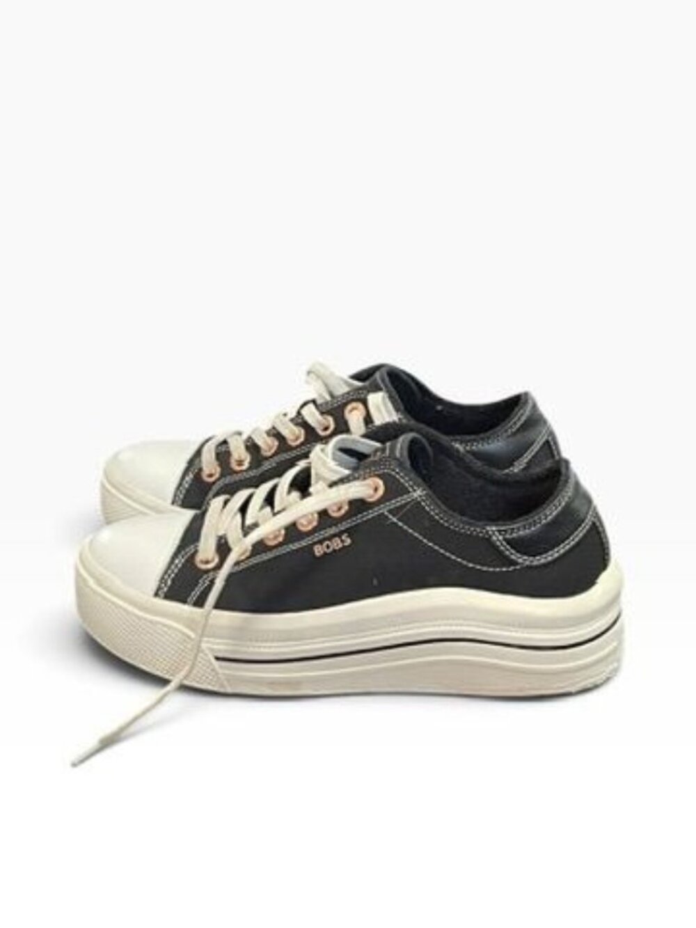Skechers BOBS Black Canvas Sneakers With Memory Foam Womens Size 7 Style SN 1145